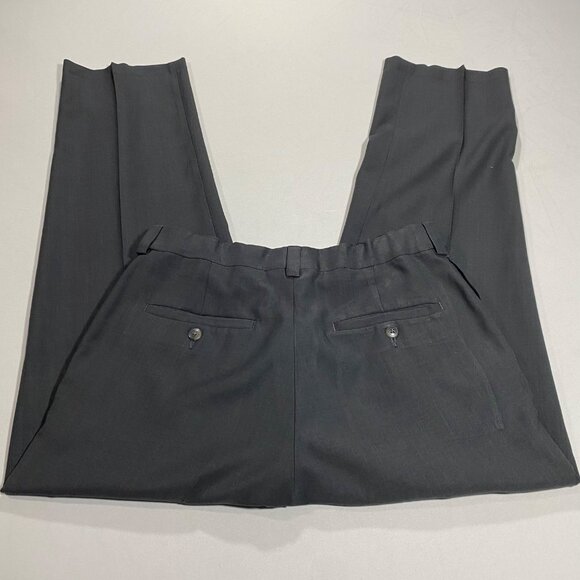 Haggar Mens Classic Fit Dress Pants 30x30 Black Polyester Blend Flat Front - Picture 3 of 6